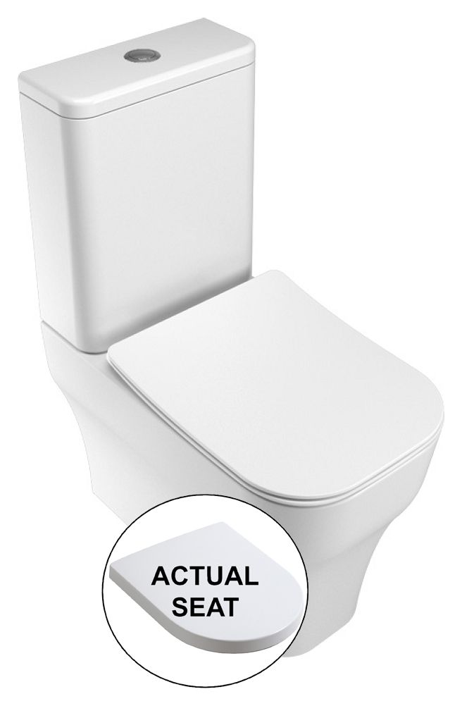 Wickes Siena Easy Clean Close Coupled Toilet Pan & Soft Close Wrap Over Seat - 360mm