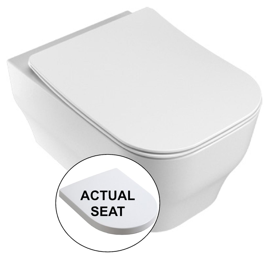Image of Wickes Siena Easy Clean Wall Hung Toilet Pan & Soft Close Wrap Over Seat - 360mm
