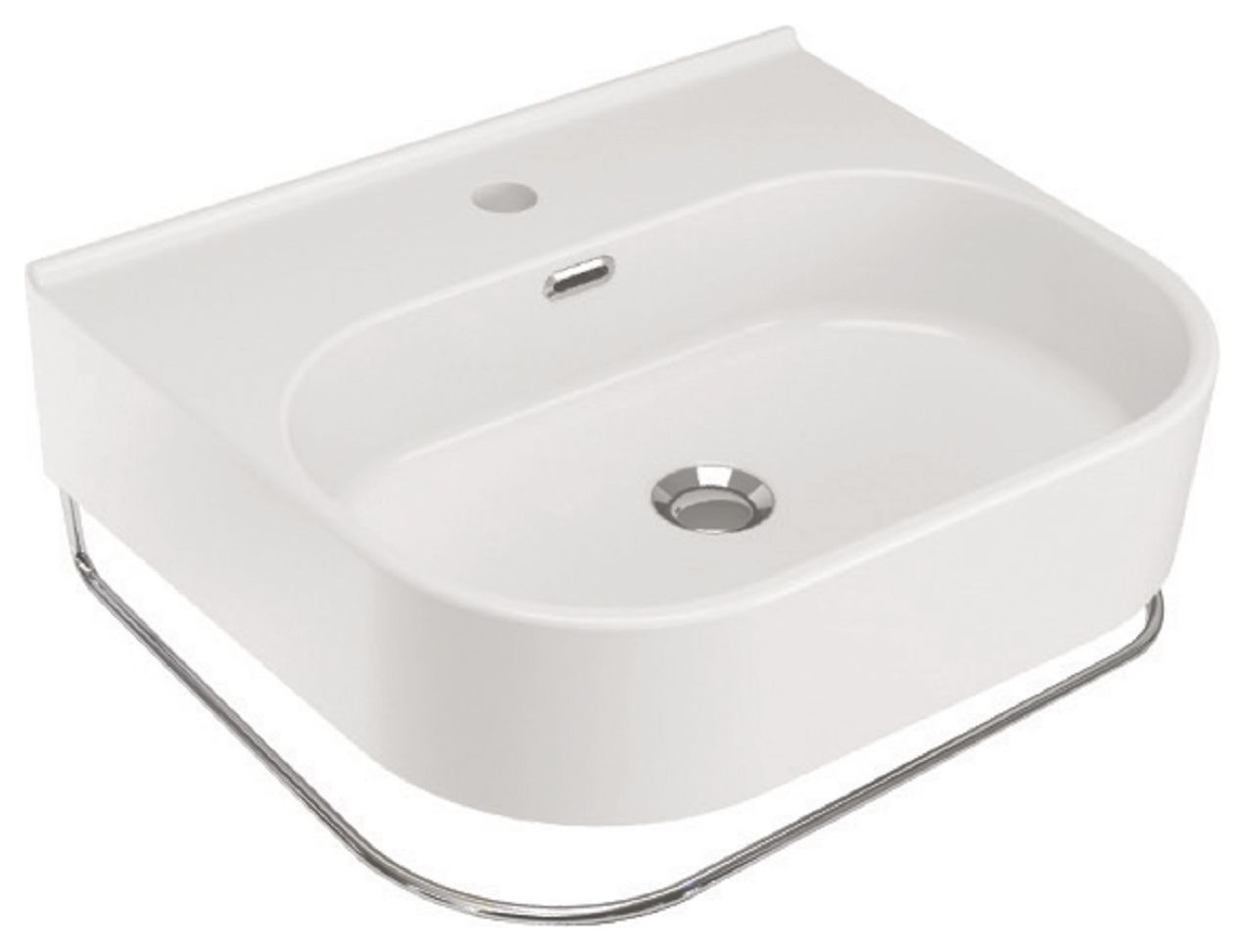 Wickes Siena 1 Tap Hole Wall Hung Basin with Polished Steel Towel Rail - 500mm