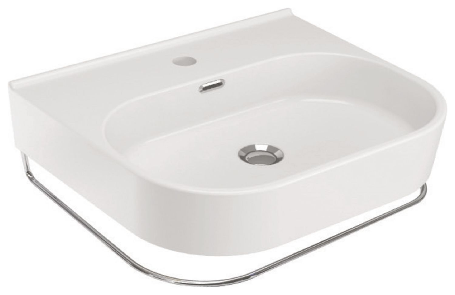 Wickes Siena 1 Tap Hole Wall Hung Basin with Polished Steel Towel Rail - 600mm