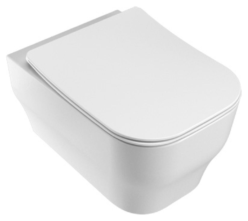 Image of Wickes Siena Easy Clean Wall Hung Toilet Pan & Soft Close Slim Sandwich Seat - 360mm