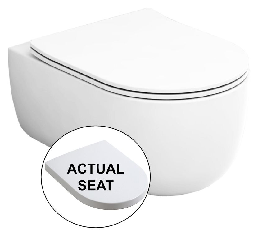 Image of Wickes Teramo Easy Clean Wall Hung Toilet Pan & Soft Close Wrap Over Seat - 360mm