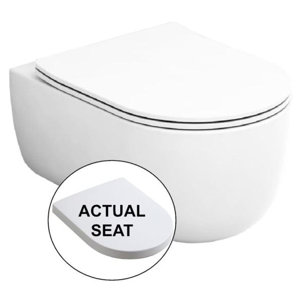 Wickes Teramo Easy Clean Wall Hung Toilet Pan & Soft Close Wrap Over Seat - 360mm