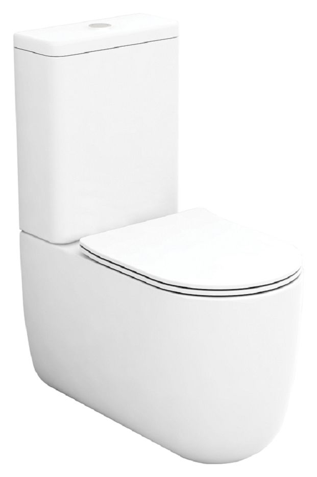 Wickes Teramo Easy Clean Close Coupled Toilet Pan & Soft Close Slim Sandwich Seat - 360mm
