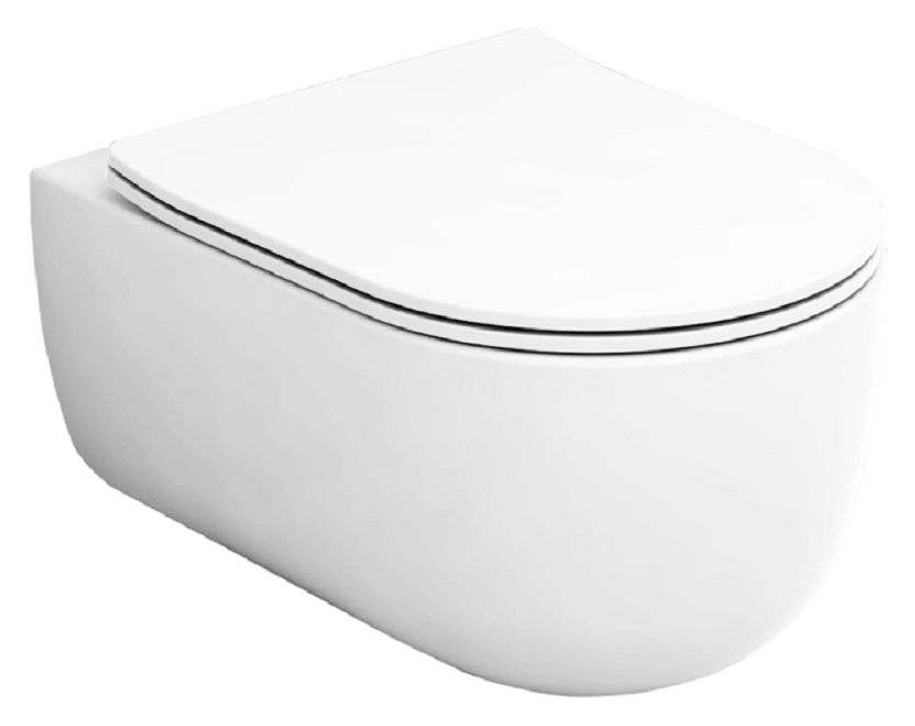 Image of Wickes Teramo Easy Clean Wall Hung Toilet Pan & Soft Close Slim Sandwich Seat - 360mm