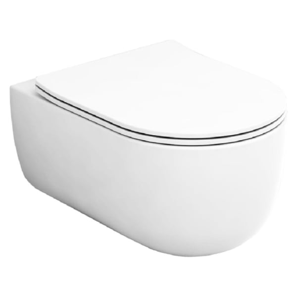 Wickes Teramo Easy Clean Wall Hung Toilet Pan & Soft Close Slim Sandwich Seat - 360mm