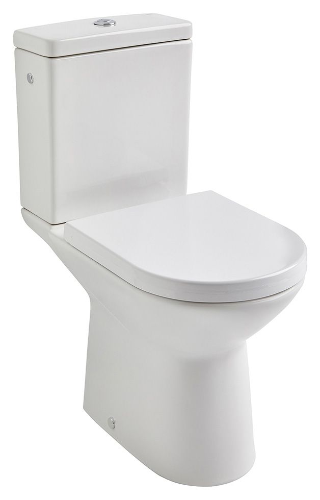 Roca Aris Easy Clean Close Coupled Open Back Toilet Pan, Cistern & Soft Close Seat