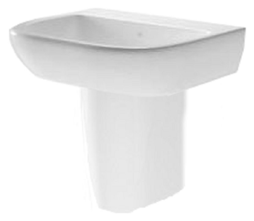 Image of Wickes Galeria Ceramic 1 Tap Hole Cloakroom Basin with Semi Bathroom Pedestal - 550mm