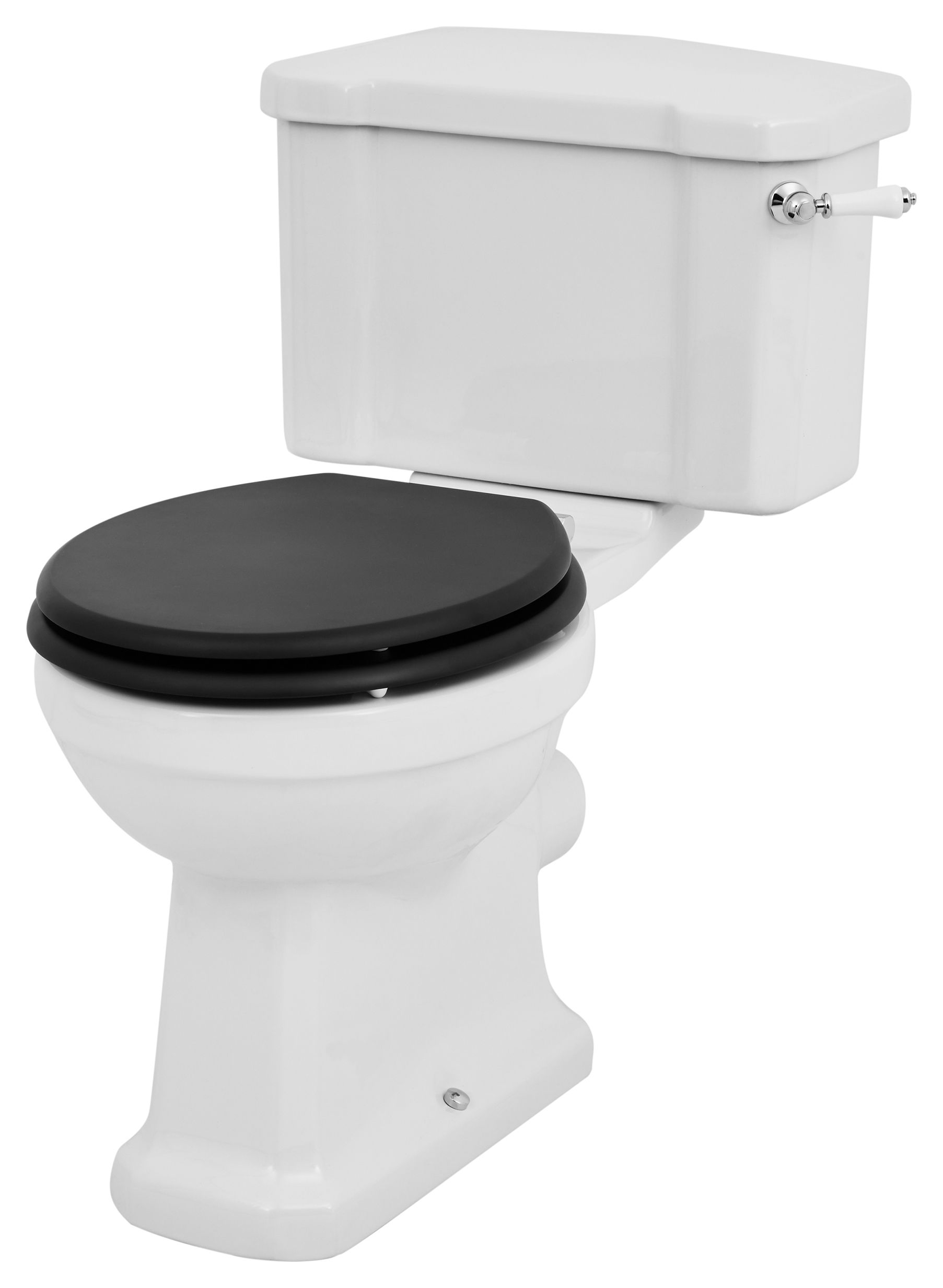 Wickes Oxford Traditional Close Coupled Toilet Pan, Cistern & Black Soft Close Seat