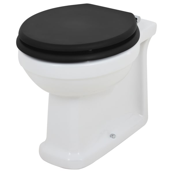 Oxford Traditional Back To Wall Toilet Pan & Black Soft Close Seat