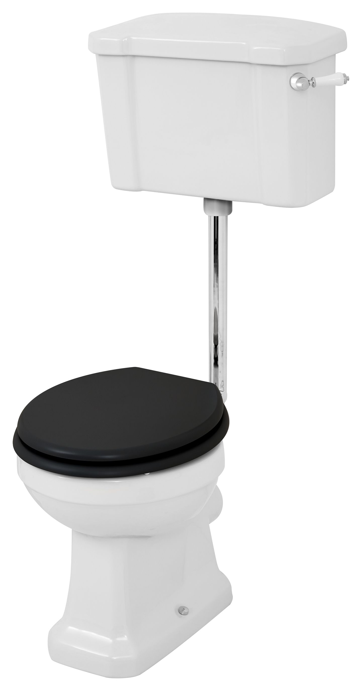 Image of Wickes Oxford Traditional Low Level Toilet Pan, Cistern & Black Soft Close Seat