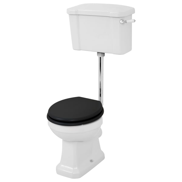 Wickes Oxford Traditional Low Level Toilet Pan, Cistern & Black Soft Close Seat