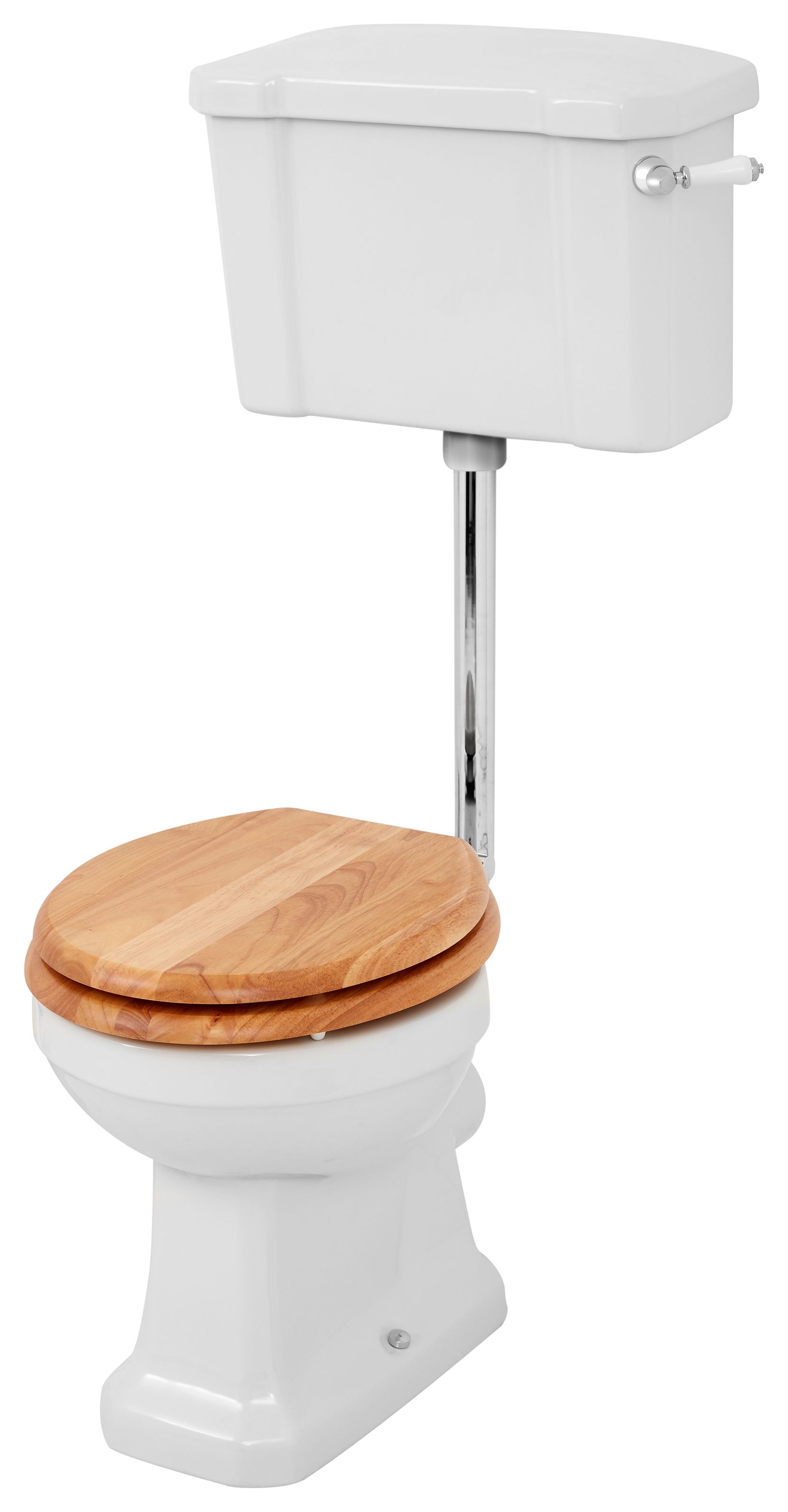 Image of Wickes Oxford Traditional Low Level Toilet Pan, Cistern & Oak Soft Close Seat
