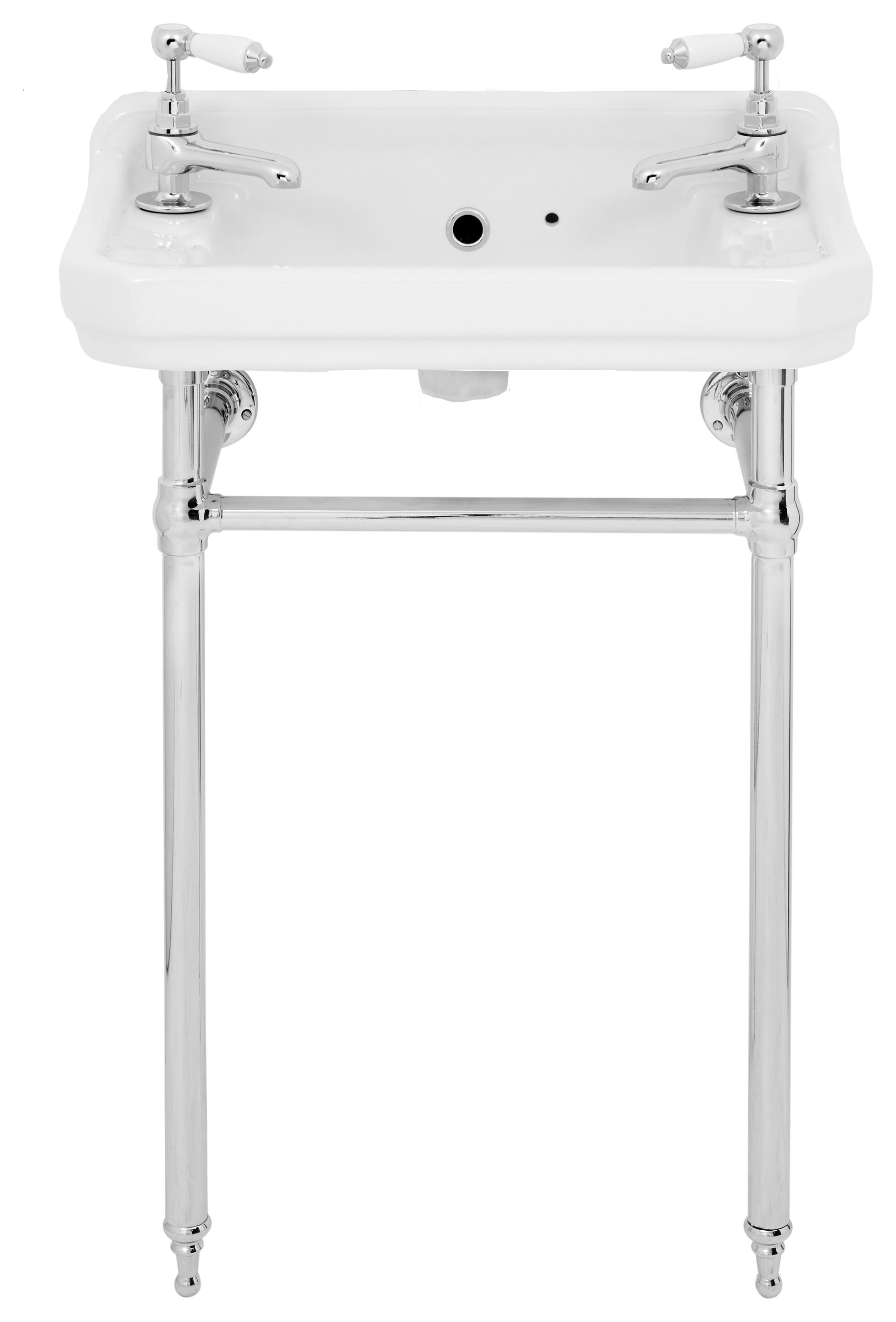 Wickes Oxford Traditional 2 Tap Hole Ceramic Basin with Chrome Washstand