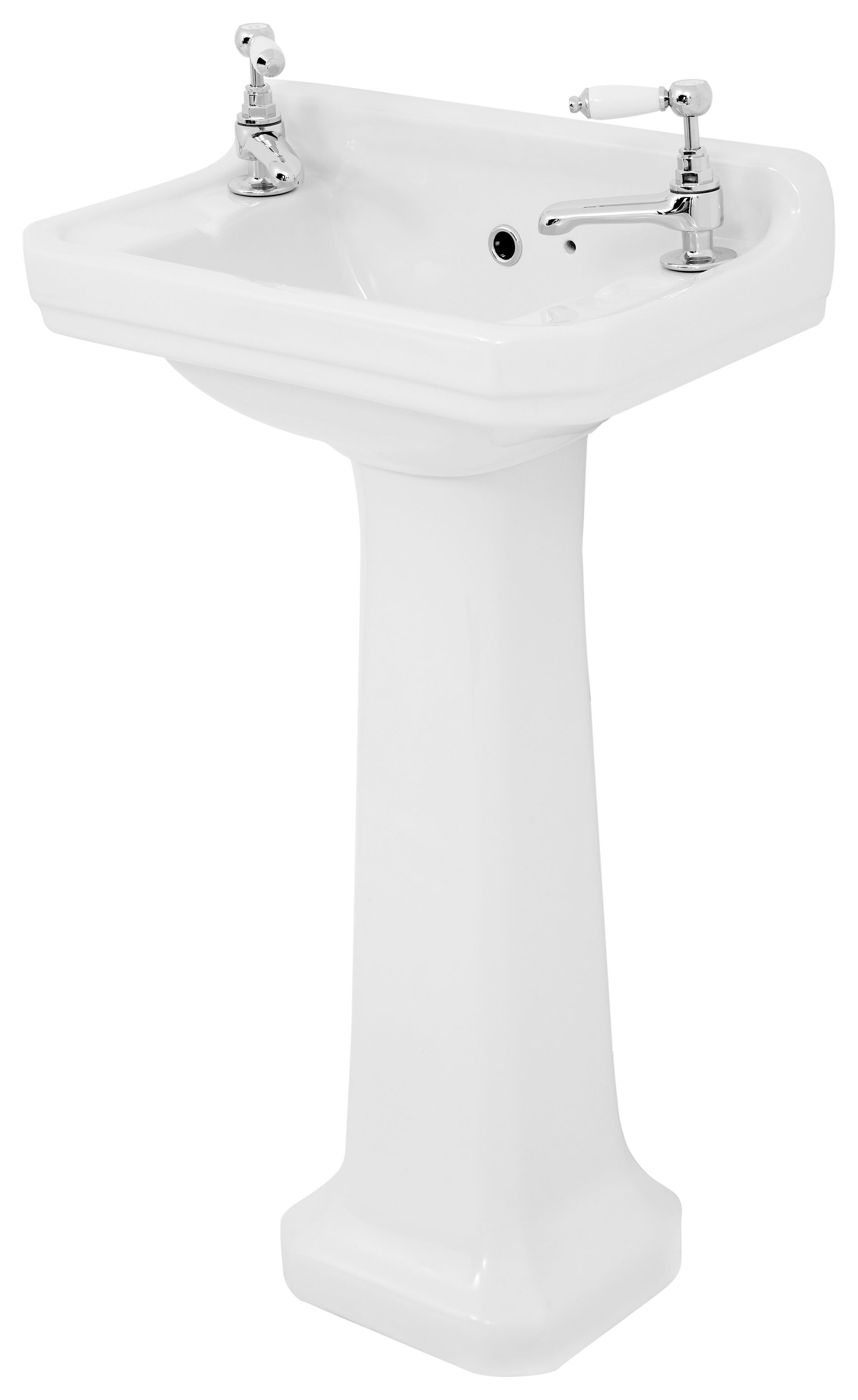 Wickes Oxford Traditional 2 Tap Hole Ceramic Basin with Full Pedestal