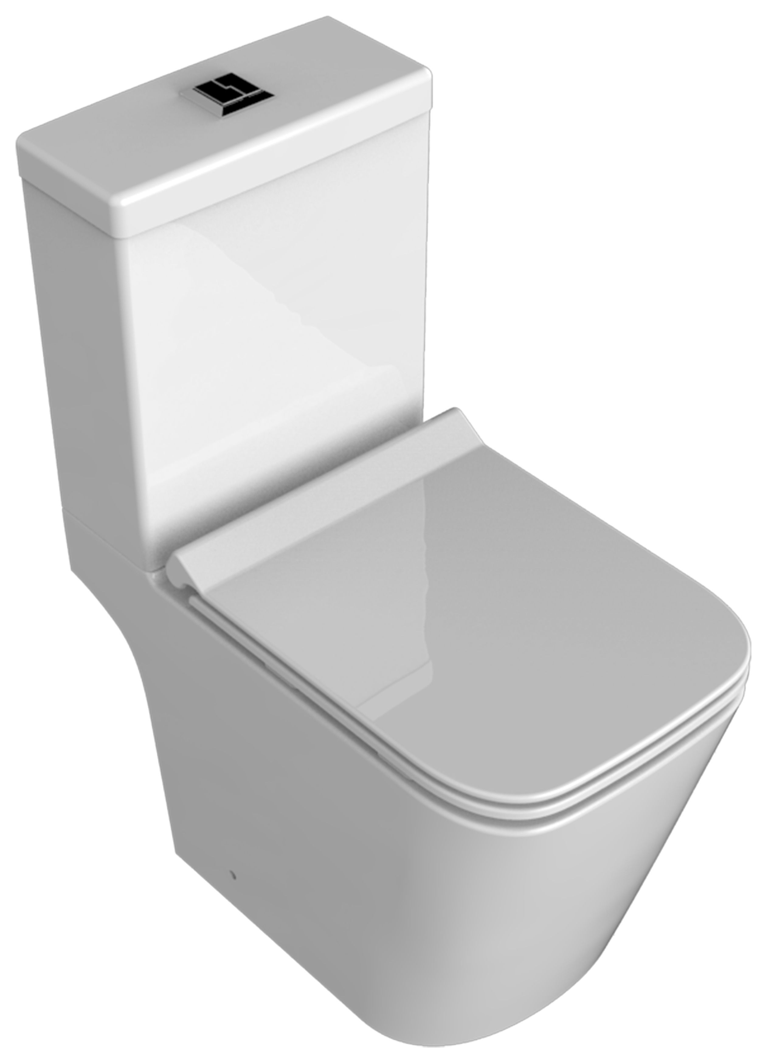 Wickes Meleti Easy Clean Close Coupled Open Back Toilet Pan, Cistern & Soft Close Slim Seat - 815 x 350mm