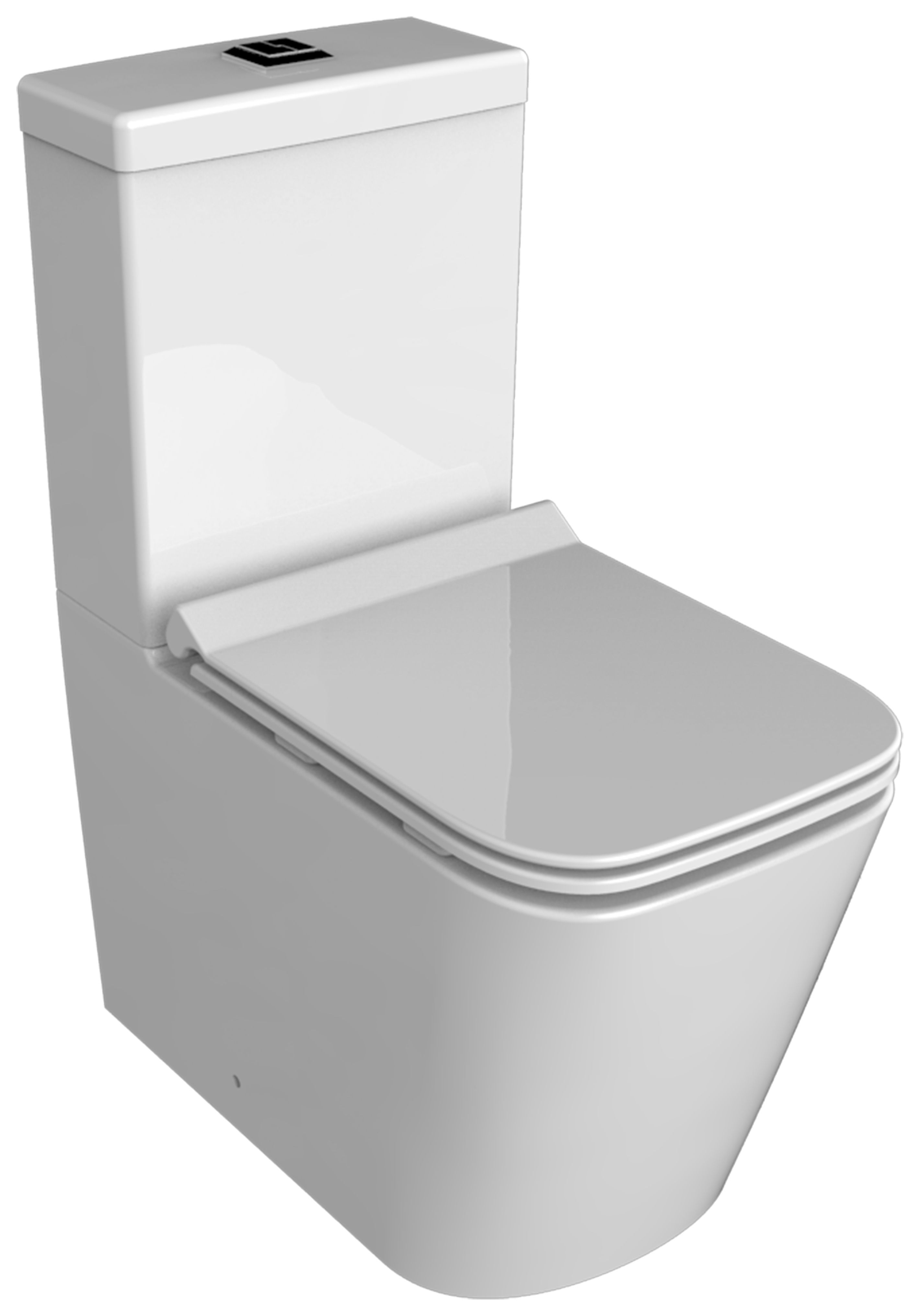 Wickes Meleti Easy Clean Close Coupled Fully Shrouded Toilet Pan, Cistern & Soft Close Slim Seat - 815 x 350mm