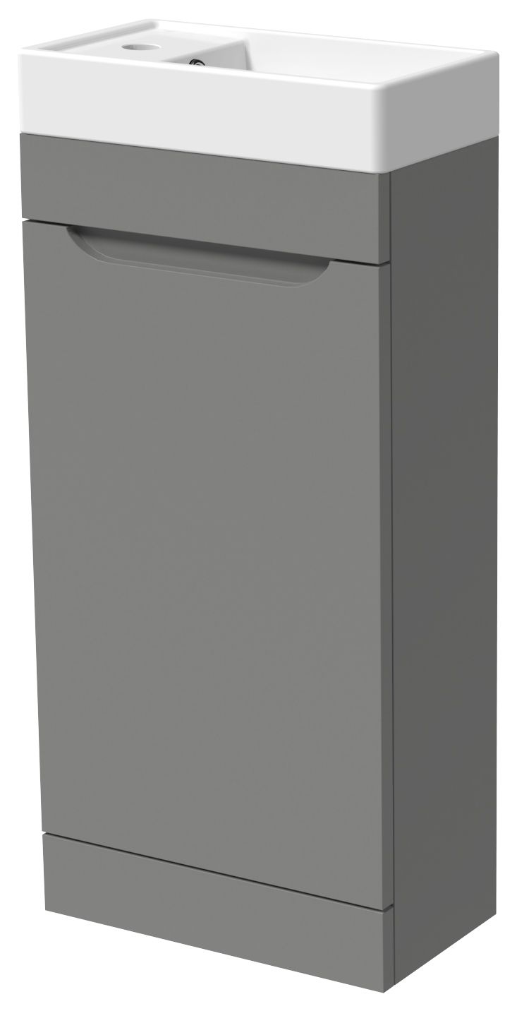 Wickes Malmo Dust Grey Cloakroom Freestanding J Pull Vanity Unit & Basin - 850 x 400mm