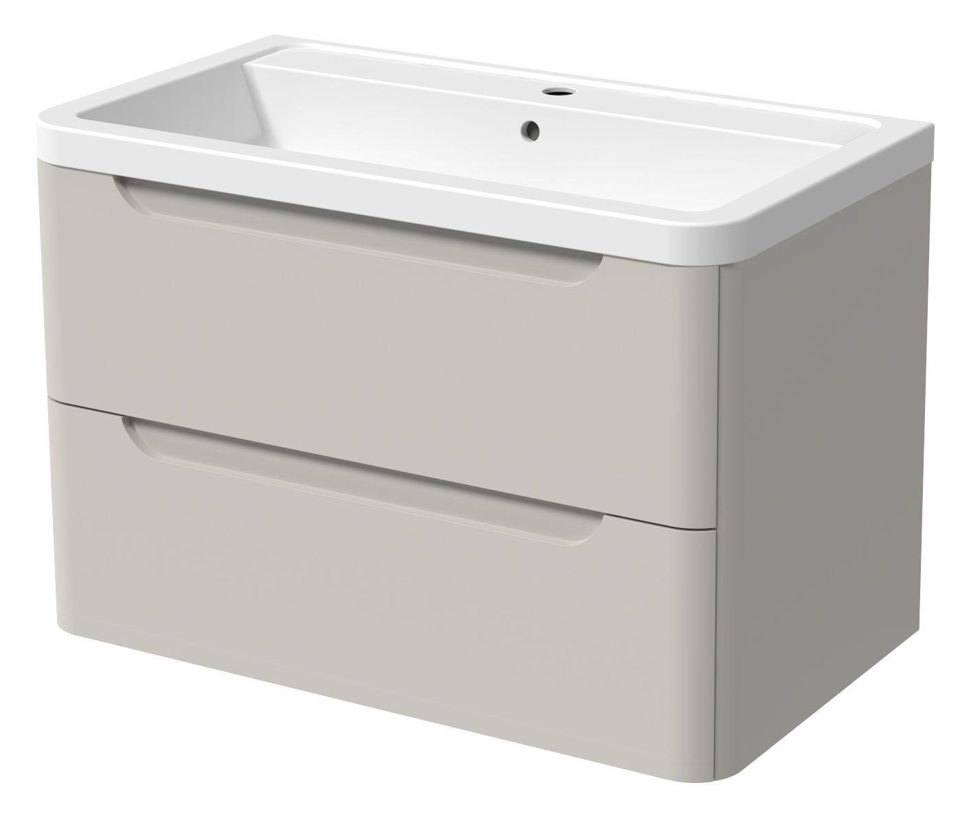 Image of Wickes Malmo Light Grey Wall Hung J Pull Vanity Unit & Basin - 657 x 800mm