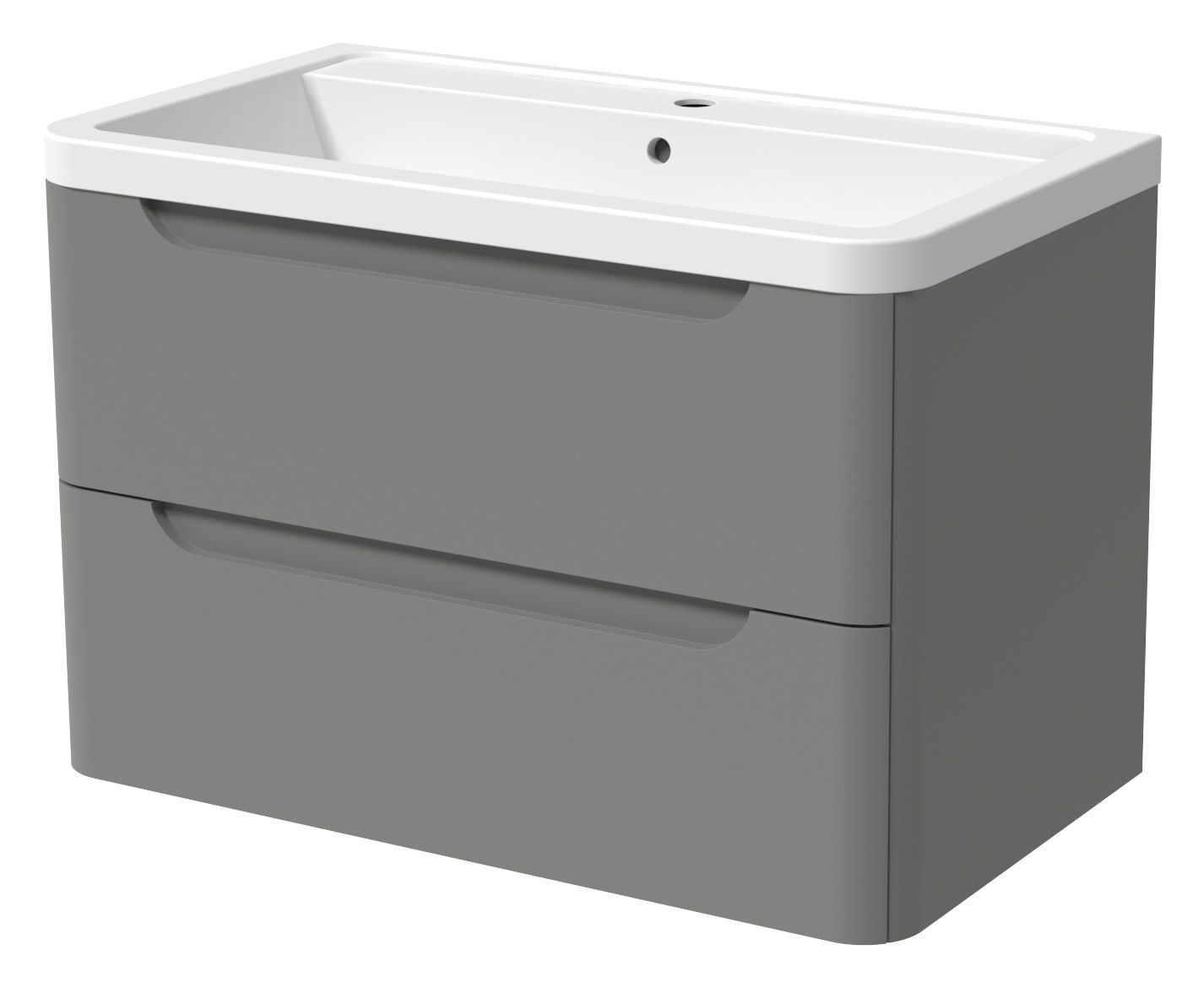 Image of Wickes Malmo Dust Grey Wall Hung J Pull Vanity Unit & Basin - 800 x 657mm