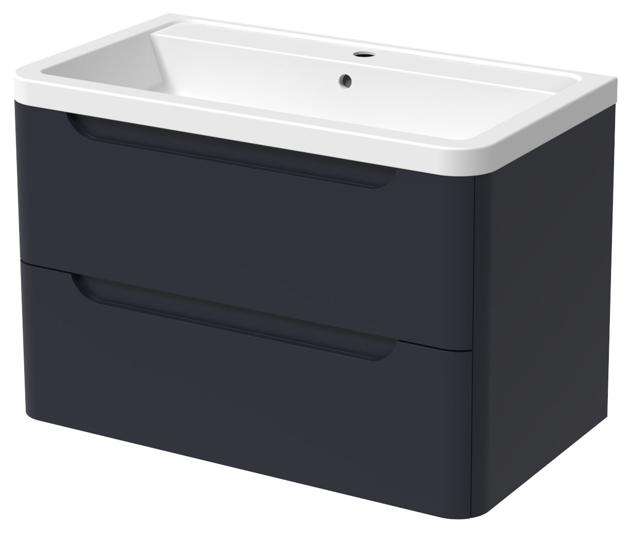 Image of Wickes Malmo Indigo Blue Wall Hung J Pull Vanity Unit & Basin - 657 x 800mm