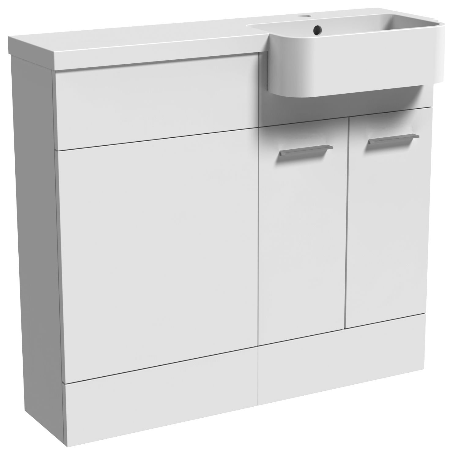 Image of Wickes Geneva White P-Shaped Right Hand Freestanding Vanity & Toilet Pan Unit with Basin - 1000 x 1000mm