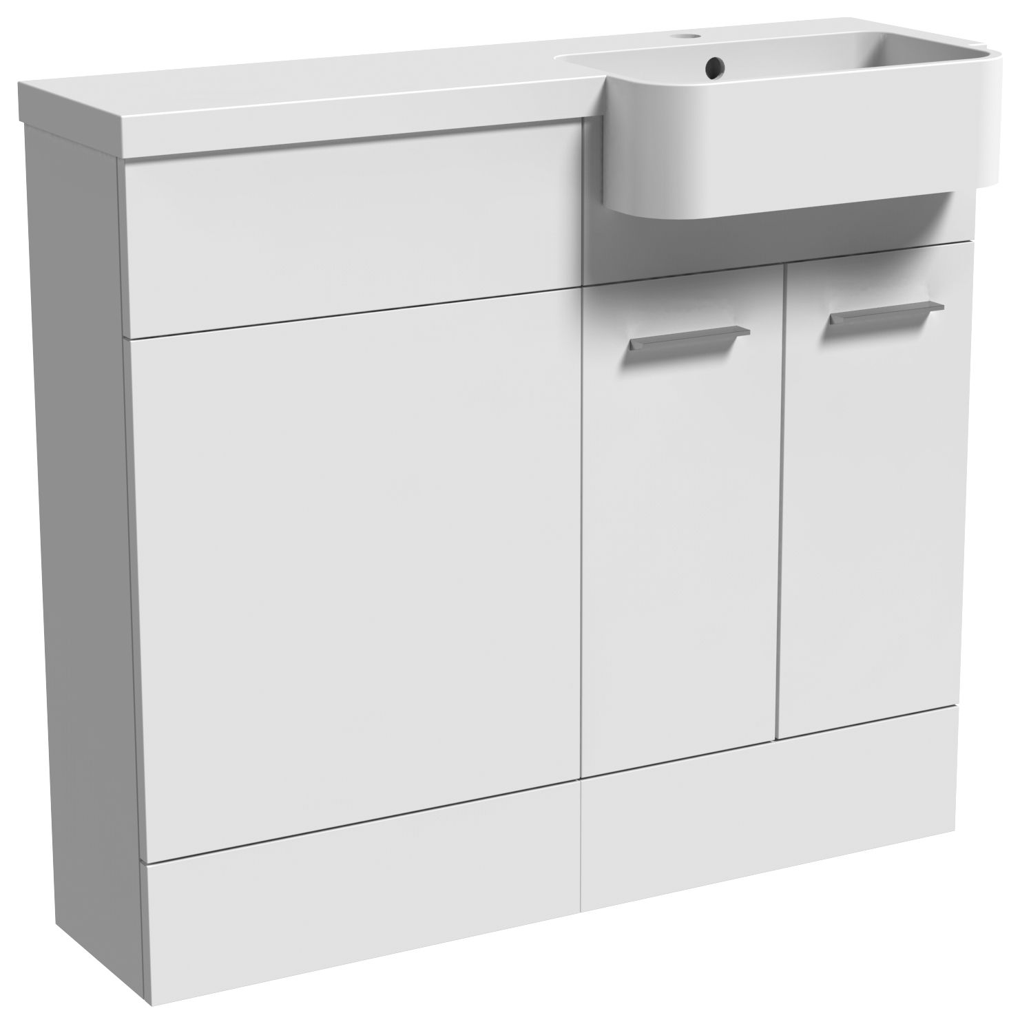 Wickes Geneva White P-Shaped Right Hand Freestanding Vanity & Toilet Pan Unit with Basin - 1000 x 1000mm