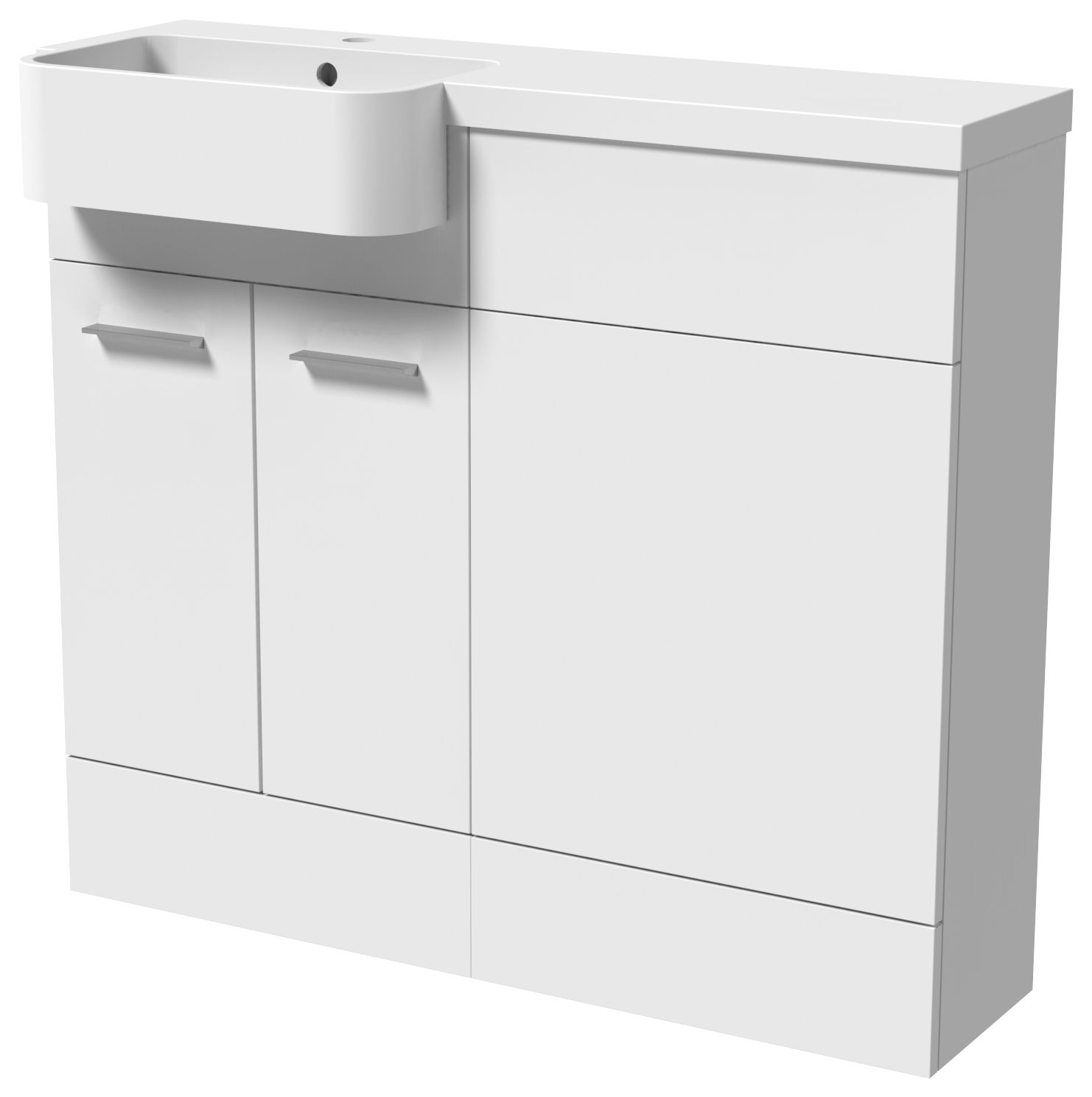 Image of Wickes Geneva White P-Shaped Left Hand Freestanding Vanity & Toilet Pan Unit with Basin - 1000 x 1000mm