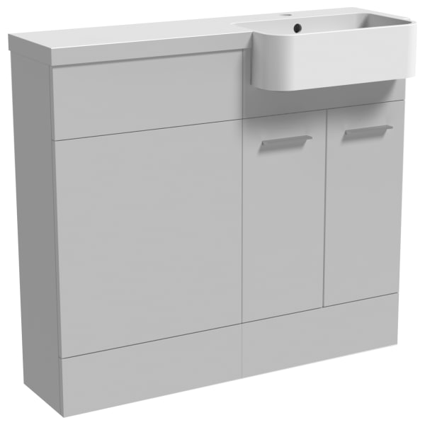 Wickes Geneva Grey P-Shaped Right Hand Freestanding Vanity & Toilet Pan Unit with Basin - 1000 x 1000mm