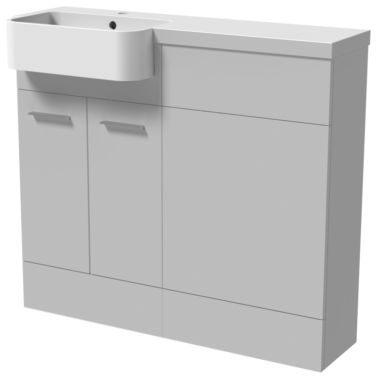 Image of Wickes Geneva Grey P-Shaped Left Hand Freestanding Vanity & Toilet Pan Unit with Basin - 1000 x 1000mm