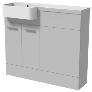 Wickes Geneva Grey P Shaped Left Hand Freestanding Vanity & & Toilet Pan Unit with Basin