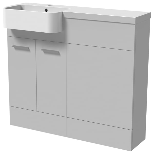 Wickes Geneva Grey P-Shaped Left Hand Freestanding Vanity & Toilet Pan Unit with Basin - 1000 x 1000mm