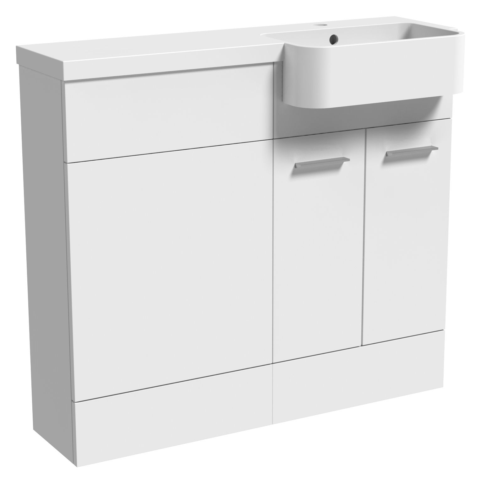 Wickes Geneva White P Shaped Right Hand Freestanding Vanity & Toilet Pan Unit with Basin