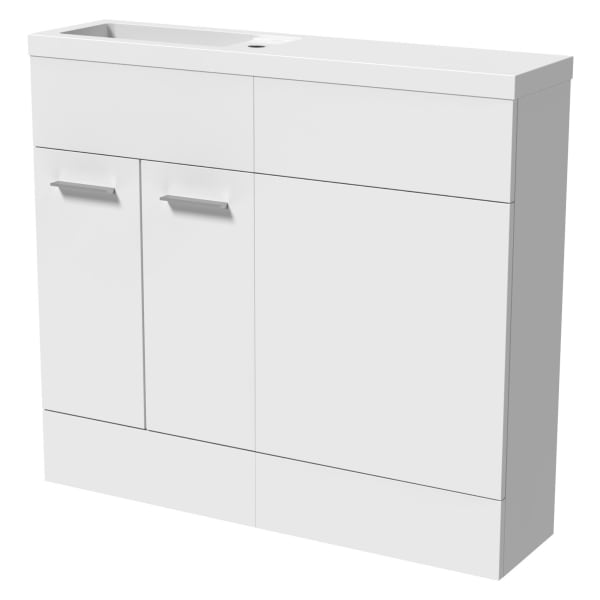 Wickes Geneva White Straight Freestanding Vanity & Toilet Pan Unit with Basin - 1100 x 1000mm