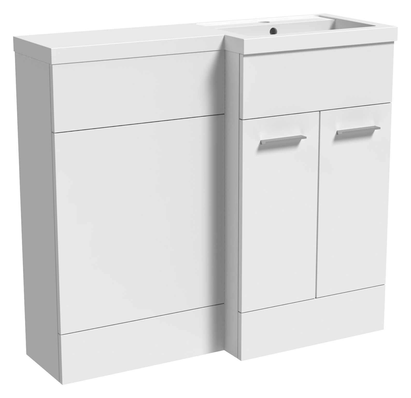 Wickes Geneva White L Shaped Right Hand Freestanding Vanity & Toilet Pan Unit with Basin