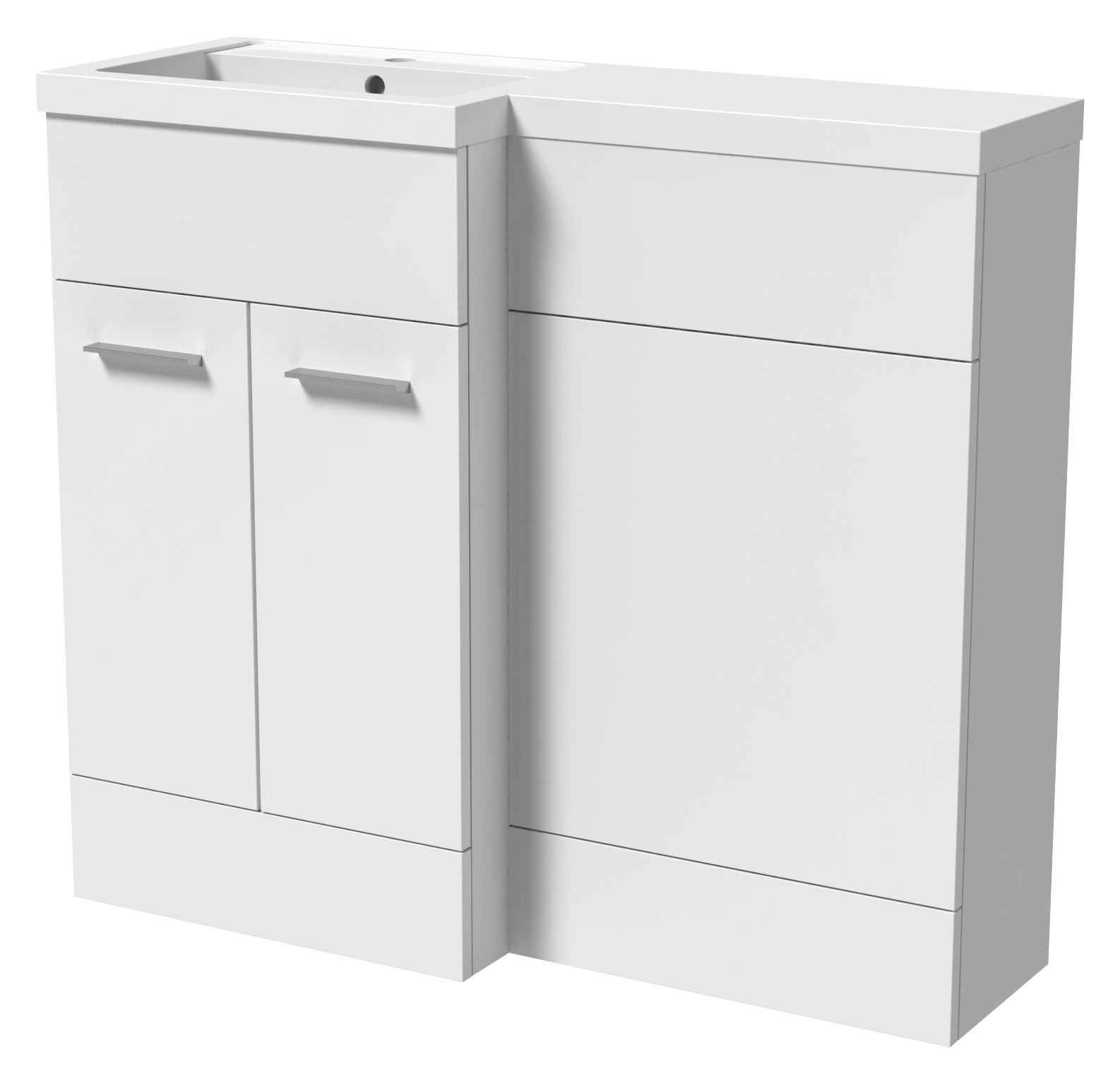 Image of Wickes Geneva White L-Shaped Left Hand Freestanding Vanity & Toilet Pan Unit with Basin - 1000 x 1000mm