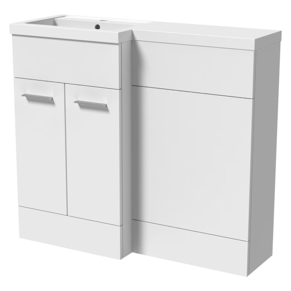 Wickes Geneva White L-Shaped Left Hand Freestanding Vanity & Toilet Pan Unit with Basin - 1000 x 1000mm