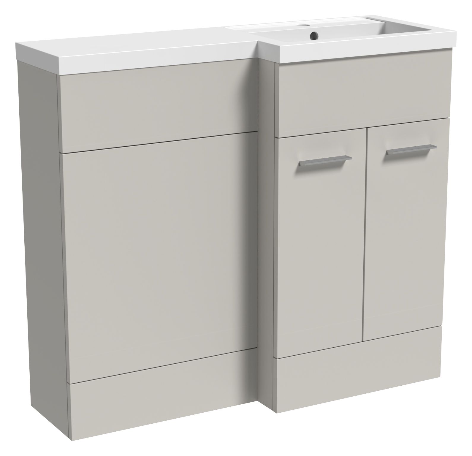 Image of Wickes Geneva Grey L-Shaped Right Hand Freestanding Vanity & Toilet Pan Unit with Basin - 1000 x 1000mm