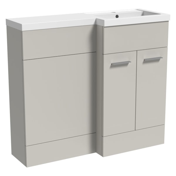 Wickes Geneva Grey L-Shaped Right Hand Freestanding Vanity & Toilet Pan Unit with Basin - 1000 x 1000mm