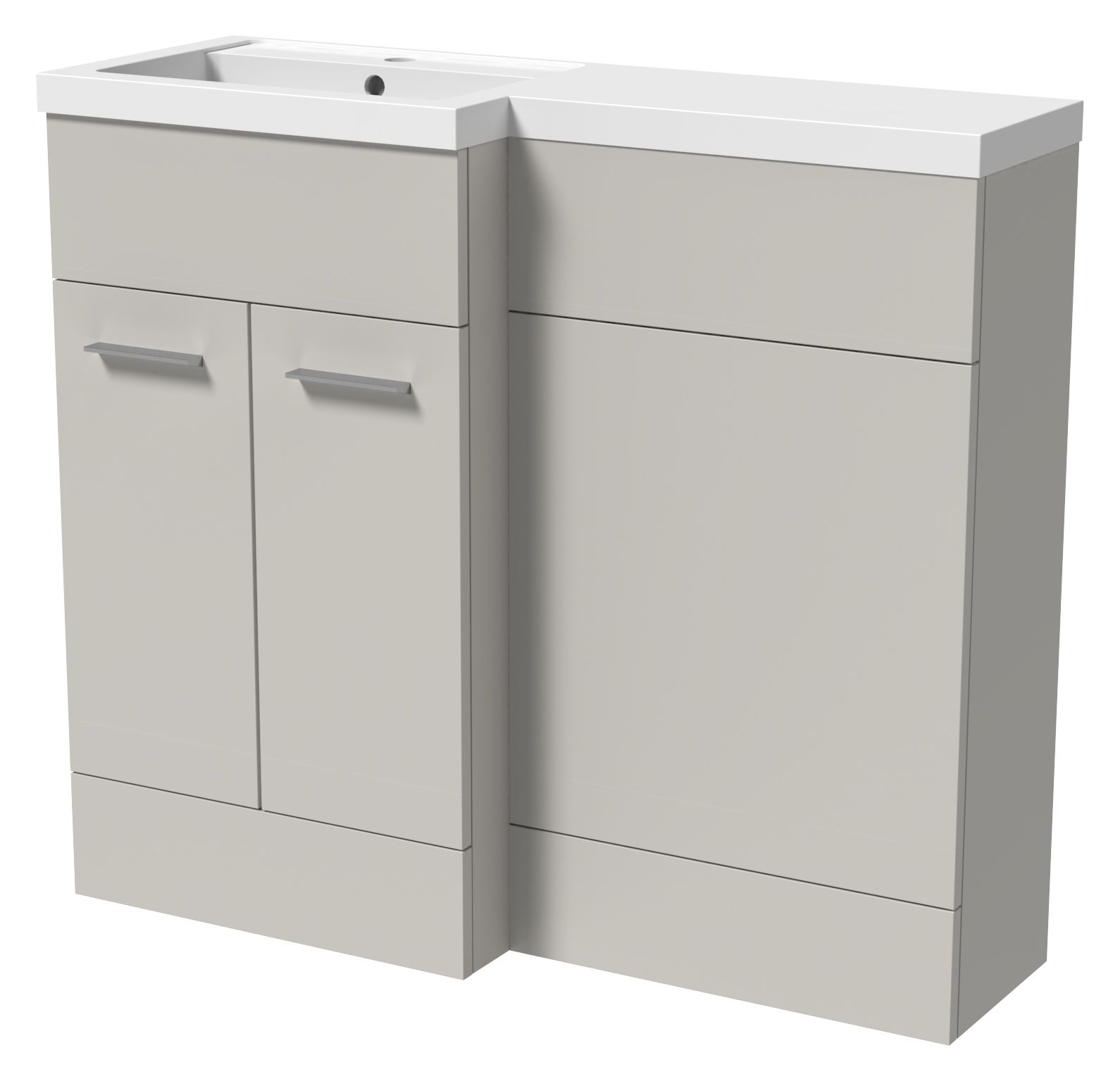Image of Wickes Geneva Grey L-Shaped Left Hand Freestanding Vanity & Toilet Pan Unit with Basin - 1000 x 1000mm
