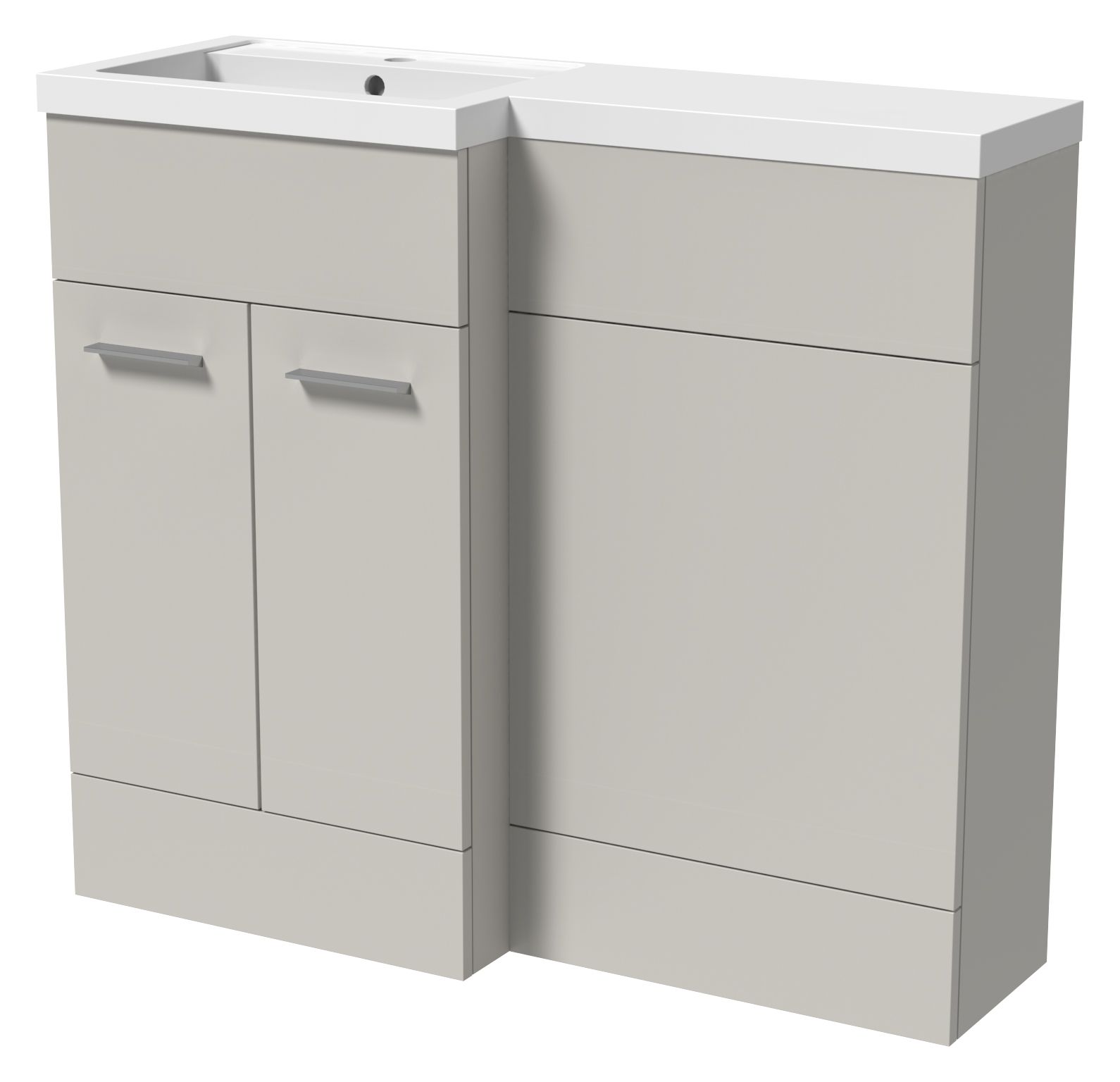 Wickes Geneva Grey L Shaped Left Hand Freestanding Vanity & Toilet Pan Unit with Basin