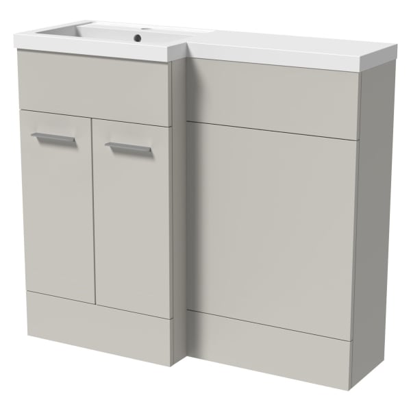 Wickes Geneva Grey L-Shaped Left Hand Freestanding Vanity & Toilet Pan Unit with Basin - 1000 x 1000mm