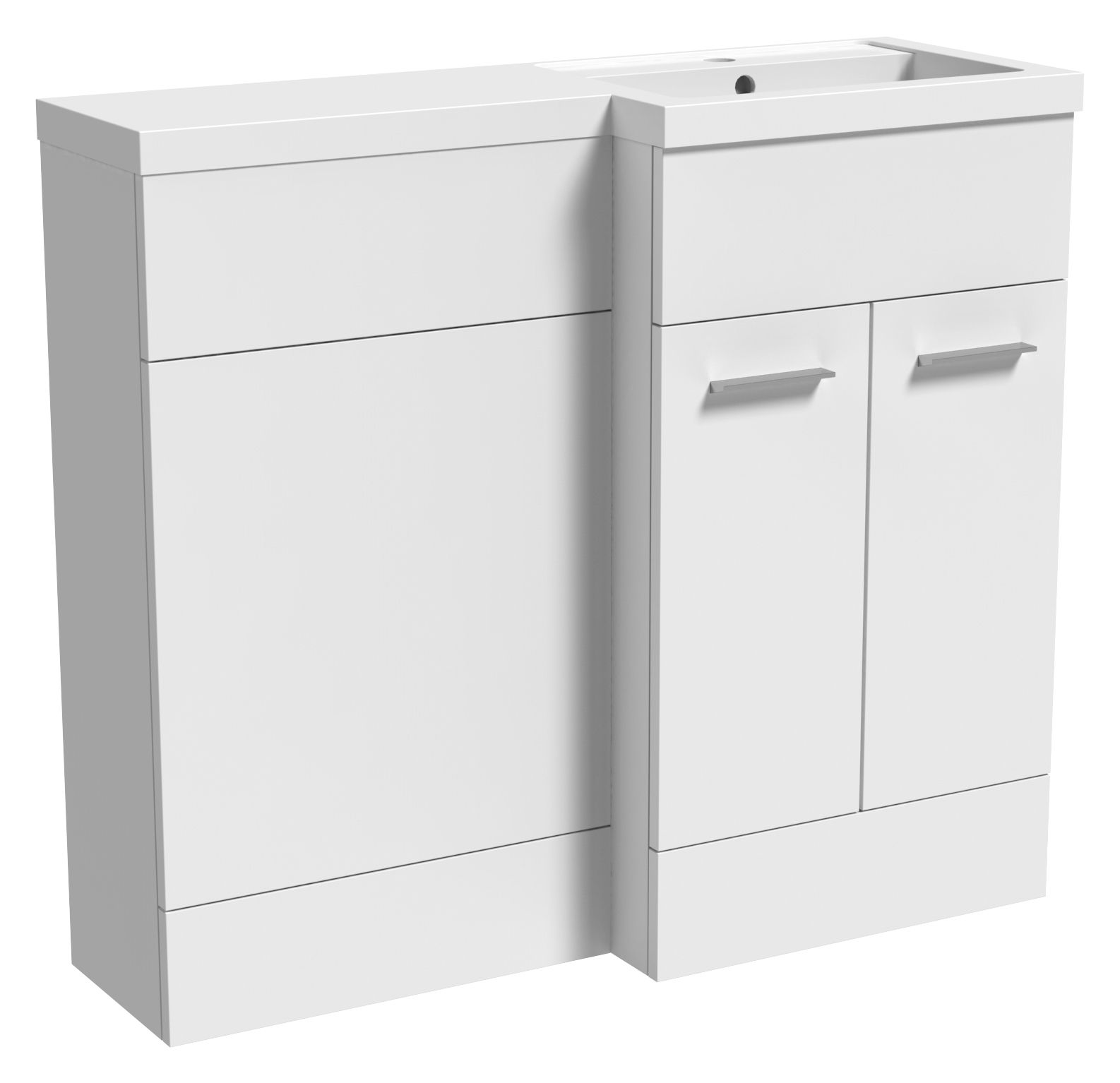 Wickes Geneva White L-Shaped Right Hand Freestanding Vanity & Toilet Pan Unit with Basin - 1100 x 1000mm
