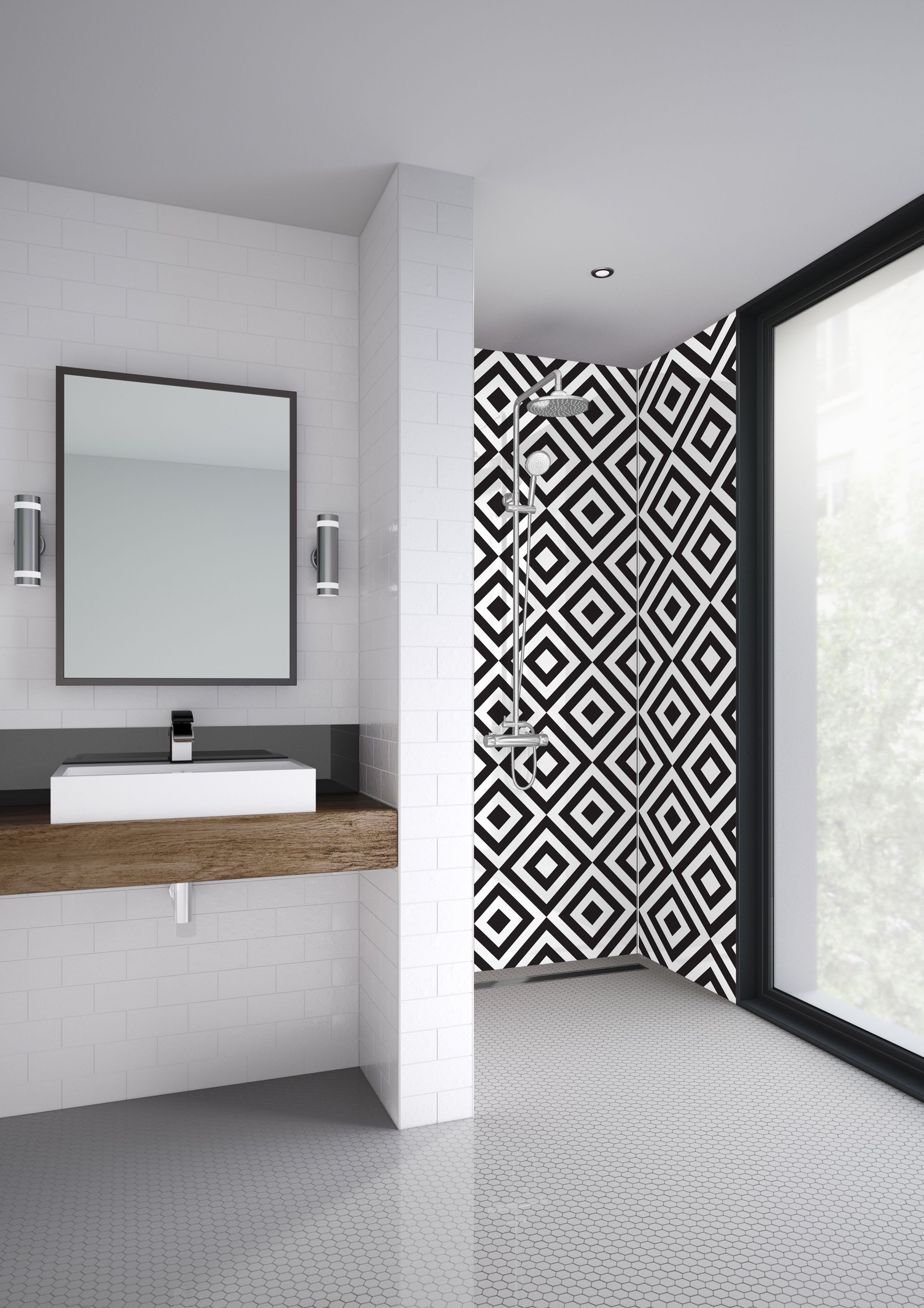 Mermaid Squares 3 Sided Acrylic Shower Panel Kit Wickes.co.uk