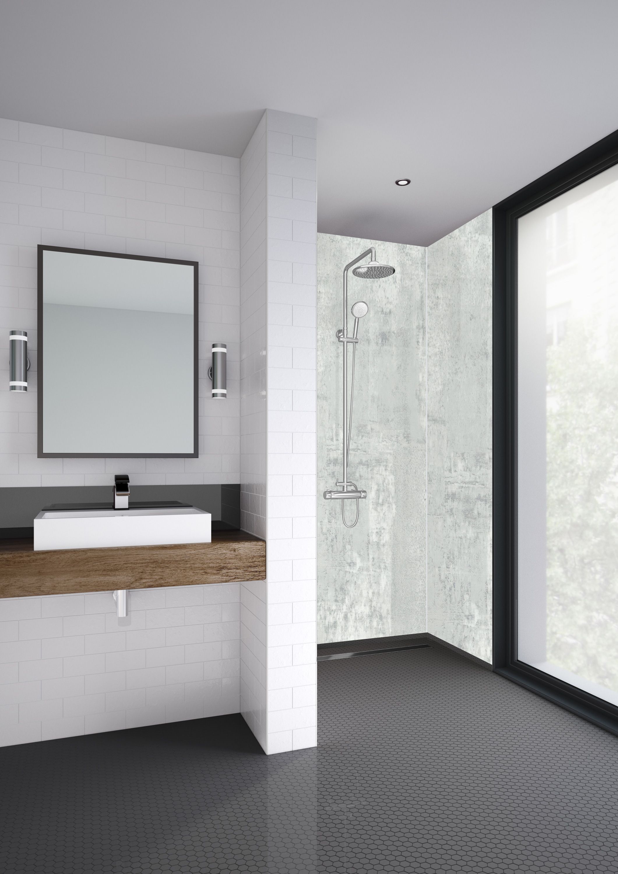 Image of Mermaid Modernist Laminate 3 Sided Shower Panel Kit - 900 x 900mm