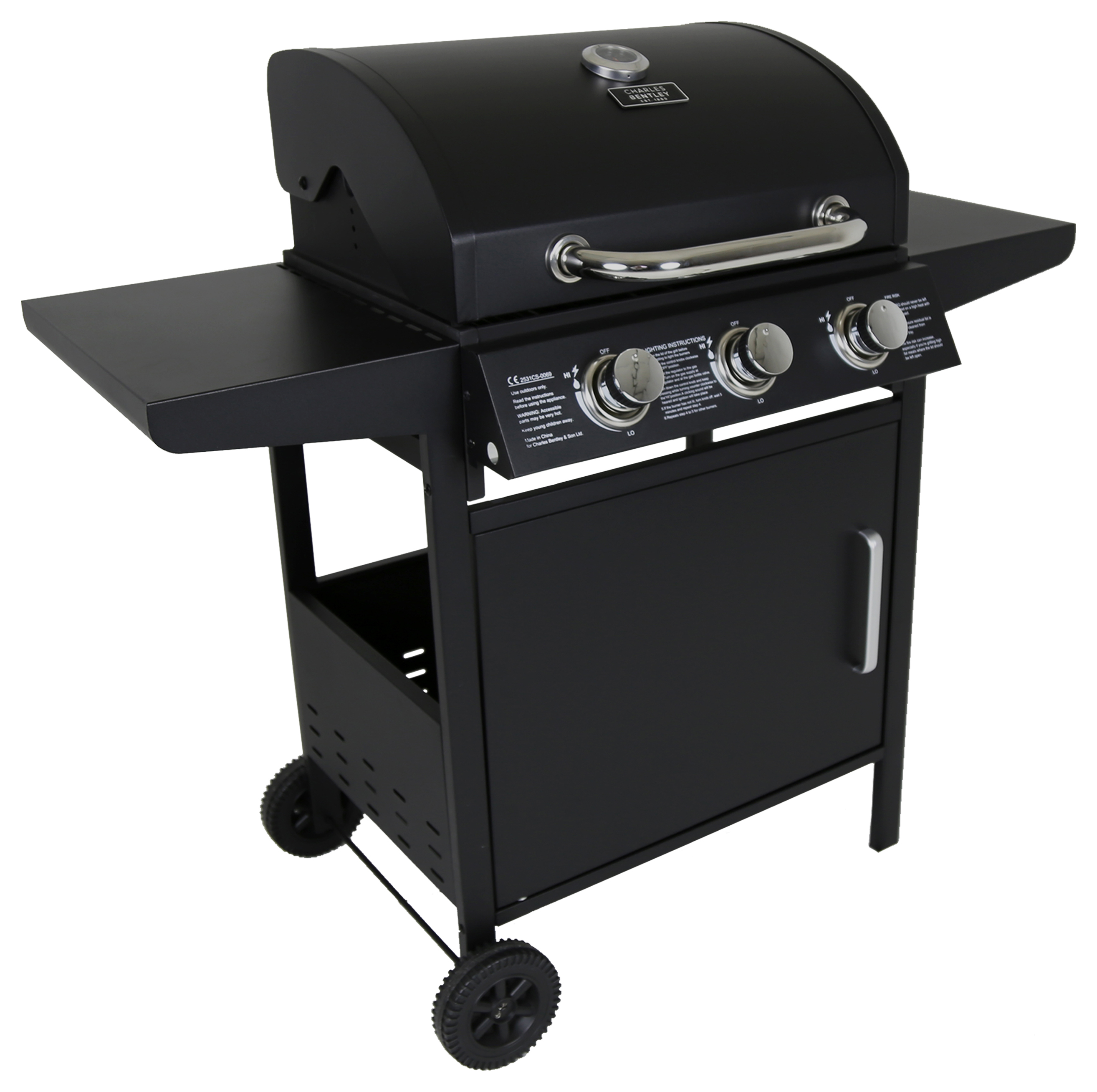 Charles Bentley 3 Burner BBQ - Black