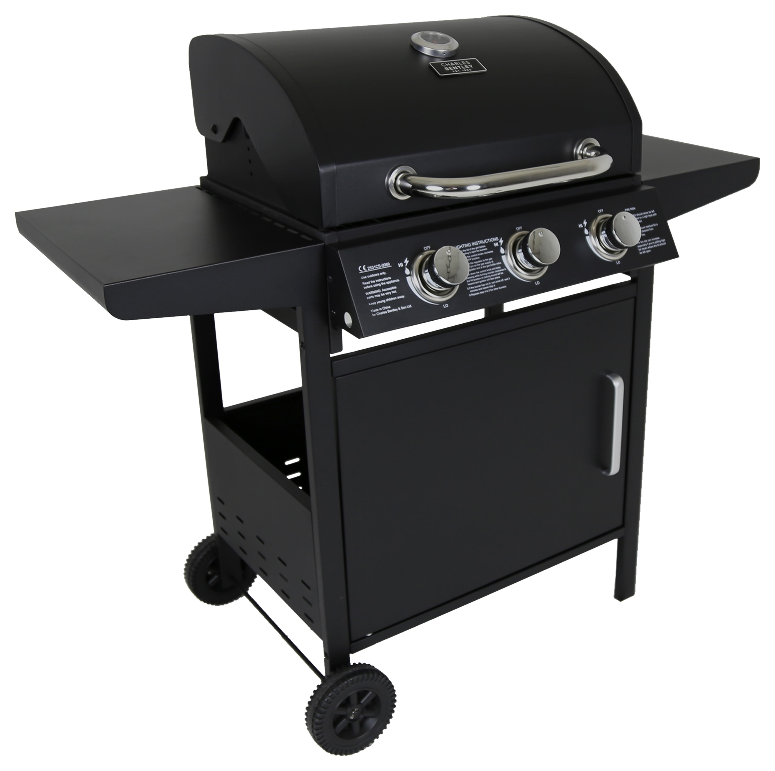 Offer Wickes Charles Bentley 3 Burner Gas BBQ Black Wickes