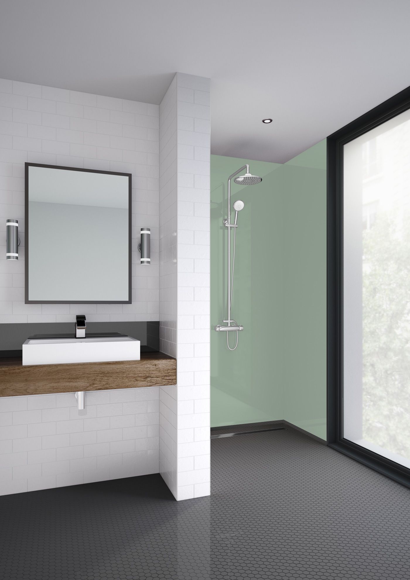 Mermaid Acrylic Sage Gloss Single Shower Panel 2440 x 1200 x 4mm