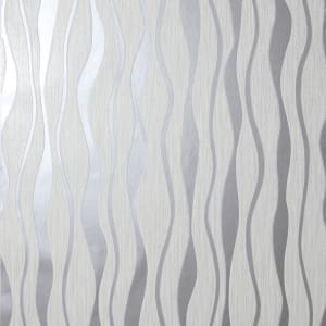 Arthouse Metallic Wave White & Silver Wallpaper - 10.05m x 53cm