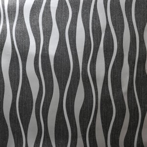 Arthouse Metallic Wave Black& Silver Wallpaper 10.05m x 53cm